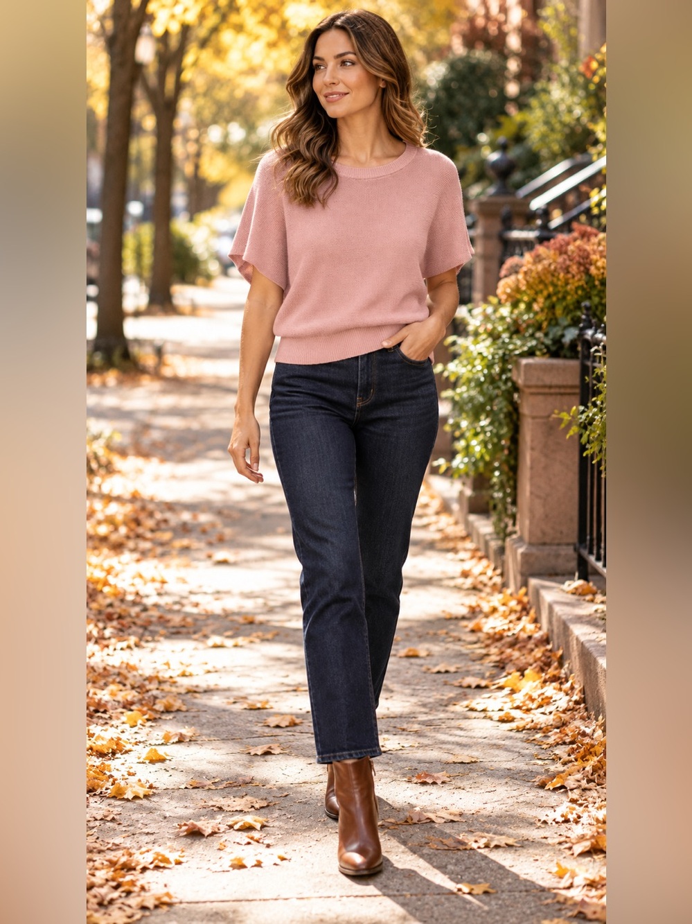 Quince Women's Dusty Pink Short Sleeve Knit Top